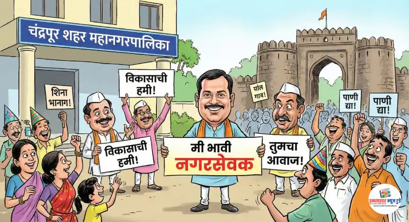 चंद्रपूर मनपा निवडणुकीचा बिगुल: ८ वर्षांच्या ‘वनवासा’नंतर इच्छुकांचे ‘डिजिटल’ प्रदर्शन! चंद्रपूर मनपा निवडणुकीचा बिगुल: ८ वर्षांच्या ‘वनवासा’नंतर इच्छुकांचे ‘डिजिटल’ प्रदर्शन!