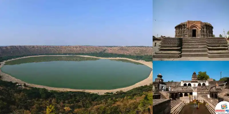 कमलजा देवी के मुख तक पहुंचा लोणार झील का पानी कमलजा देवी के मुख तक पहुंचा लोणार झील का पानी