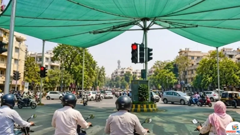 नागरिकों को राहत देने मनपा ने चौराहों पर लगाए ग्रीन नेट