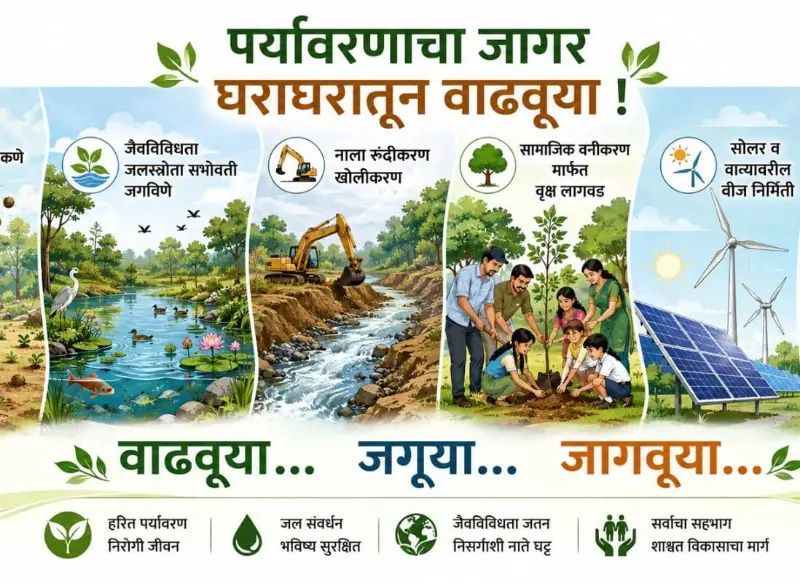 विशेष लेख – ५ जून जागतिक पर्यावरण दिन पर्यावरणाचा जागर घराघरातून वाढवूया ! विशेष लेख – ५ जून जागतिक पर्यावरण दिन पर्यावरणाचा जागर घराघरातून वाढवूया !