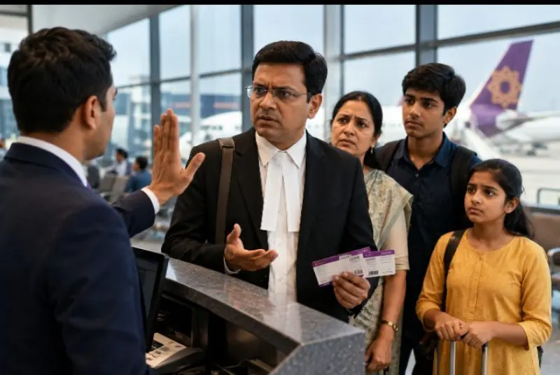 ओवरबुकिंग के कारण जज को फ्लाइट में चढ़ने से रोका ओवरबुकिंग के कारण जज को फ्लाइट में चढ़ने से रोका