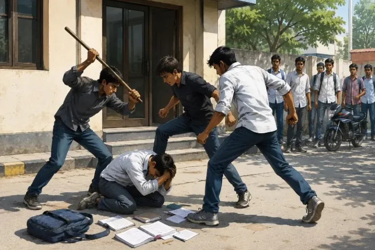 तीन नकाबपोशों ने युवक को घेरकर पीटा