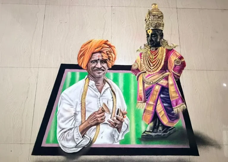भक्तीचे ‘परफेक्शन’: गणेशपुरात चित्रा वैद्य यांनी रांगोळीतून साकारला साक्षात विठुराया!