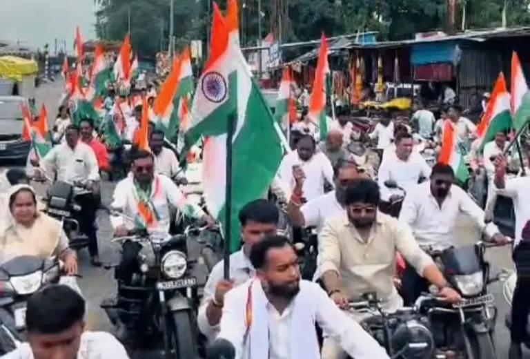 कन्हान येथे भारतीय जनता युवा मोर्चा तर्फे भव्य तिरंगा रॅली