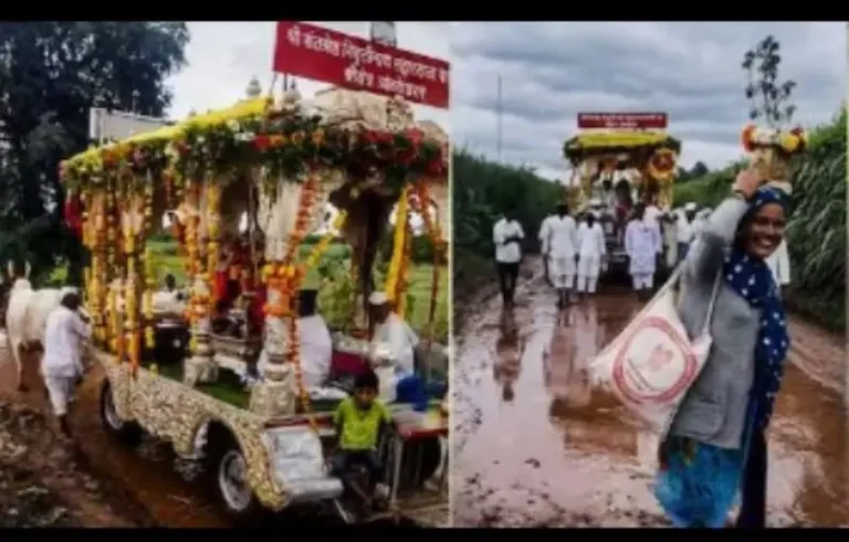 बैलांऐवजी ट्रॅक्टरने ओढावा लागला संत निवृत्तीनाथांच्या पालखीचा रथ