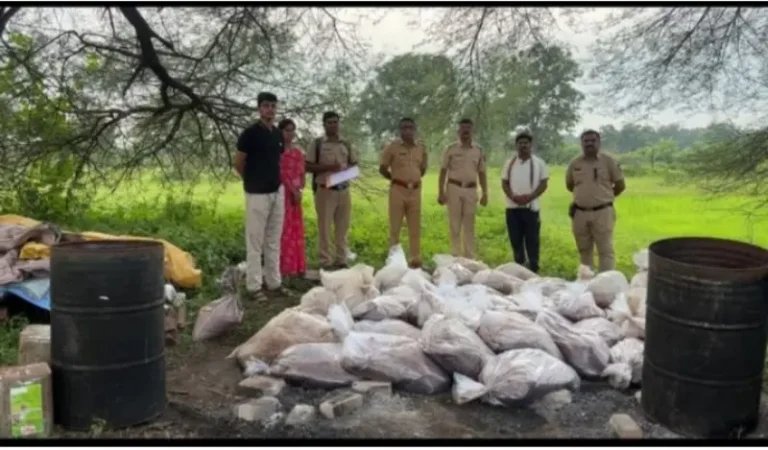 तुमसर पोलिसांची मोठी कारवाई; नवरगाव शिवारात २ लाखांचा सडवा मोहापास जप्त आरोपी फरार; एकूण २ लाख ३ हजार ५०० रुपयांचा मुद्देमाल जप्त