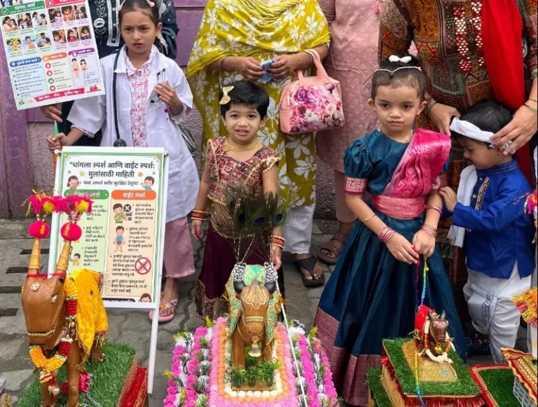तान्हा पोळ्यात चिमुकल्या ‘फ्युचर डॉक्टर’चा स्तुत्य उपक्रम; ‘गुड टच, बॅड टच’बाबत केली जनजागृती!