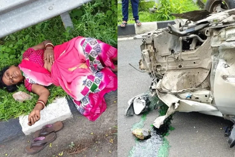 बोरुजवाड़ा फ्लाईओवर के पास कार पलटी