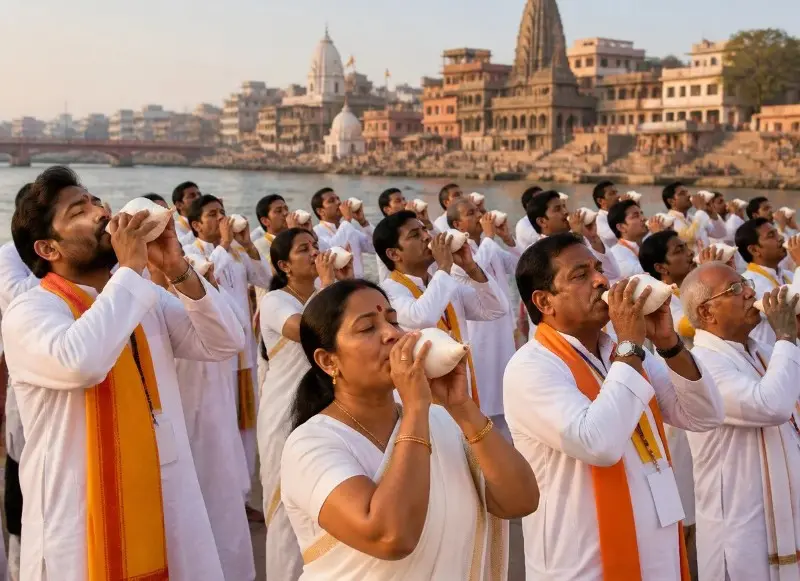 नाशिक में शंखनाद का विश्व रिकॉर्ड, 517 श्रद्धालुओं ने बजाए शंख नाशिक में शंखनाद का विश्व रिकॉर्ड, 517 श्रद्धालुओं ने बजाए शंख